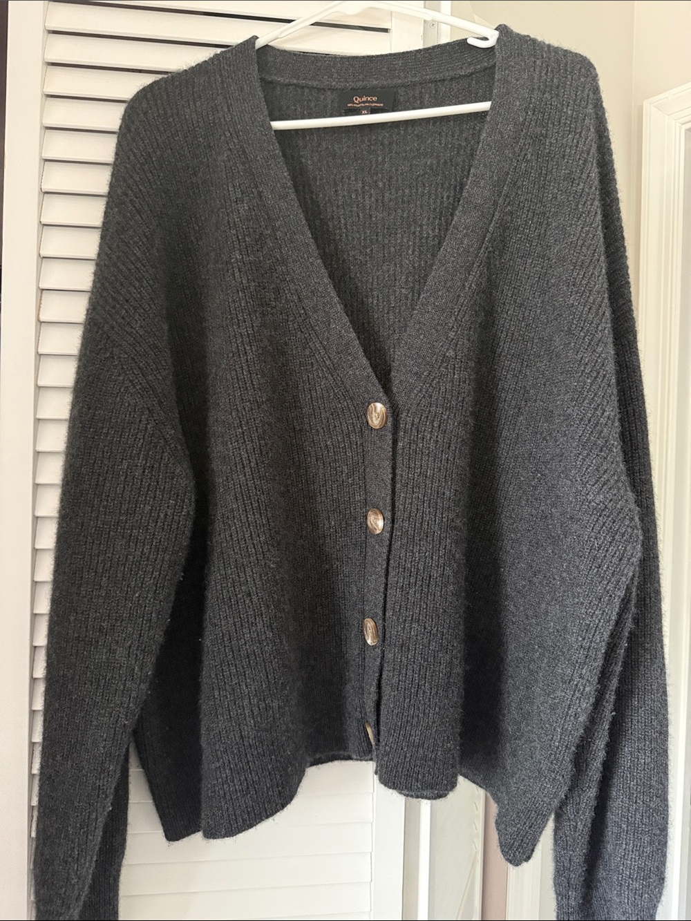 Quince Mongolian Cashmere Fisherman Boxy Cropped Cardigan Sweater